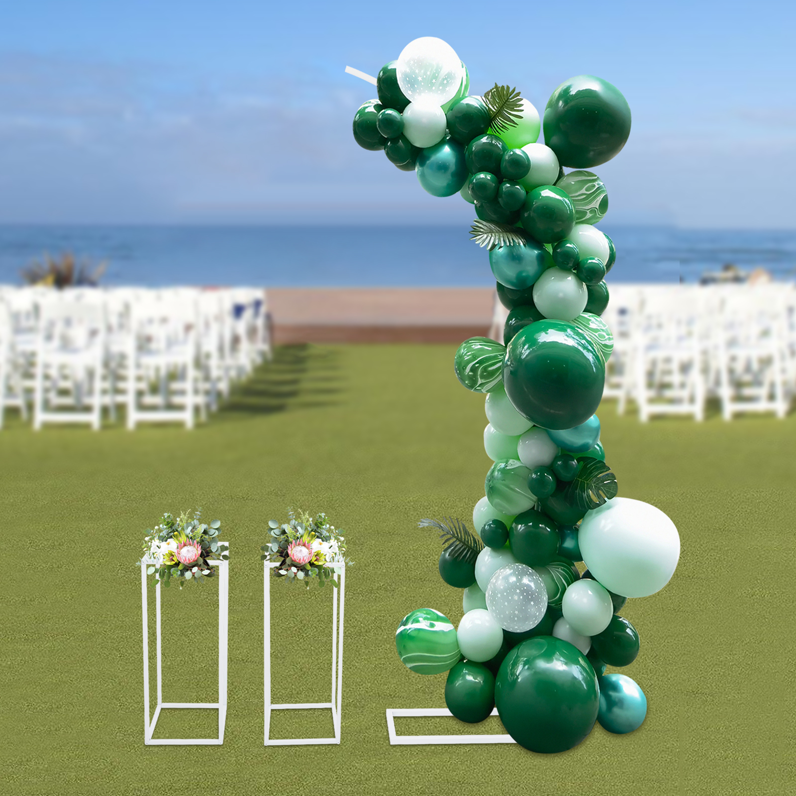 Set of 3, Wedding arch, Wedding centerpieces, Metal flower vase, Load capacity of each stand: 10kg, White