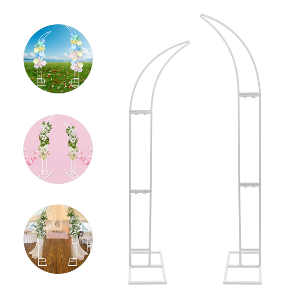 Wedding Arched Bracket Arch Backdrop Stand for Ceremony and Party 2 PCS Curved Wedding Stands For Weddings Birthday Parties White