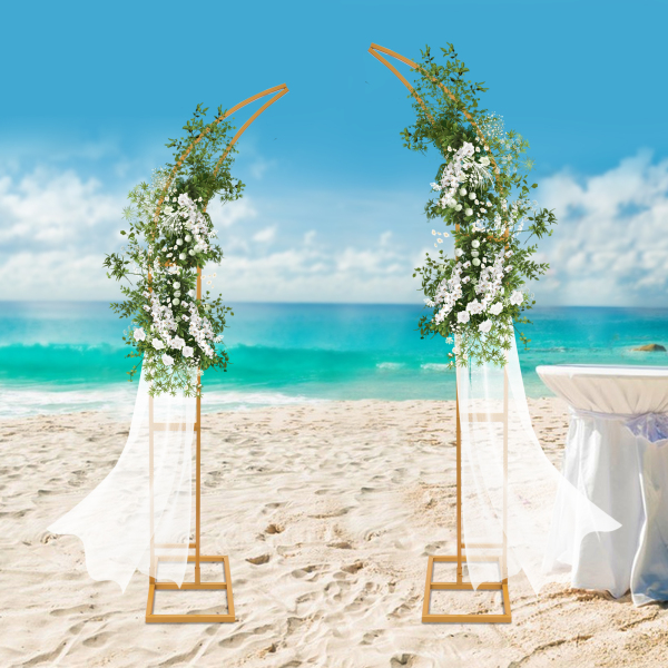 Wedding Arched Bracket Arch Backdrop Stand for Ceremony and Party 2 PCS Curved Wedding Stands For Weddings Birthday Parties Gold