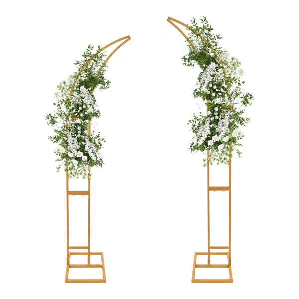 Wedding Arched Bracket Arch Backdrop Stand for Ceremony and Party 2 PCS Curved Wedding Stands For Weddings Birthday Parties Gold