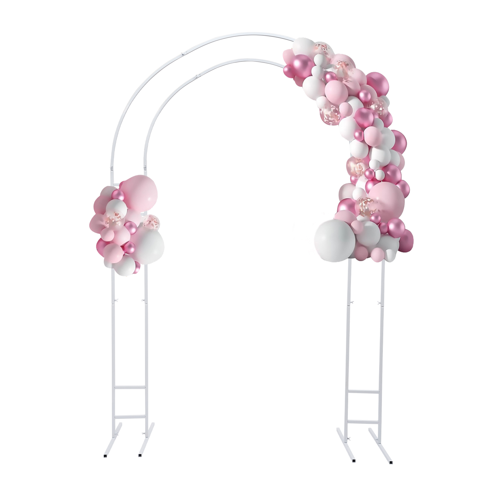 7.2ft Metal Wedding Arch, Balloon Arch Backdrop Arch Stand for Wedding, Bridal, Garden, Yard (White, Flowers Not Included)