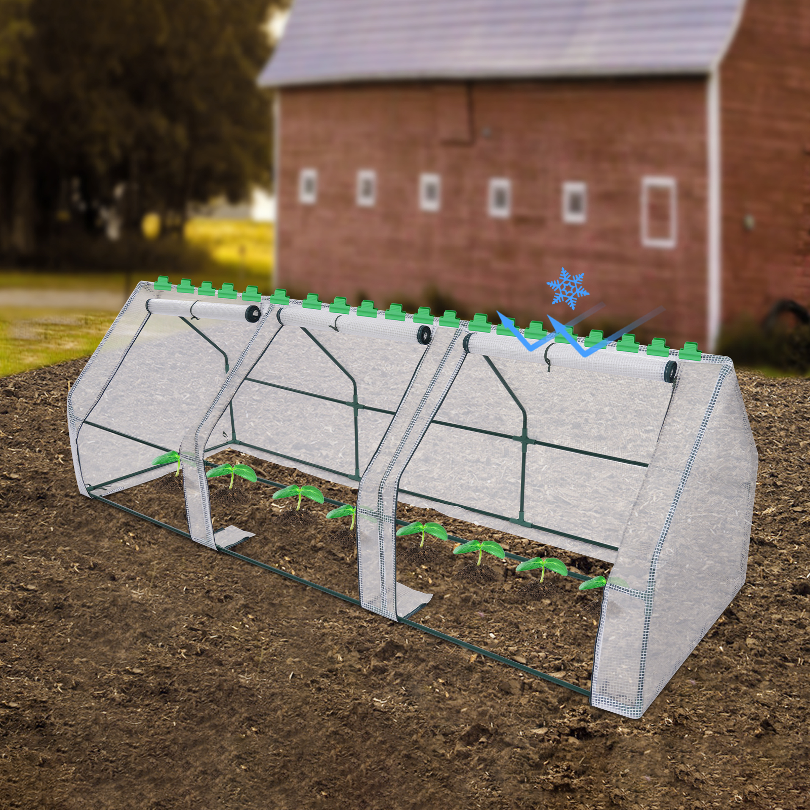 2.7*0.9*0.9m Small Greenhouse, Small Greenhouse for Balcony, Tomato Greenhouse with Roll-Up Windows