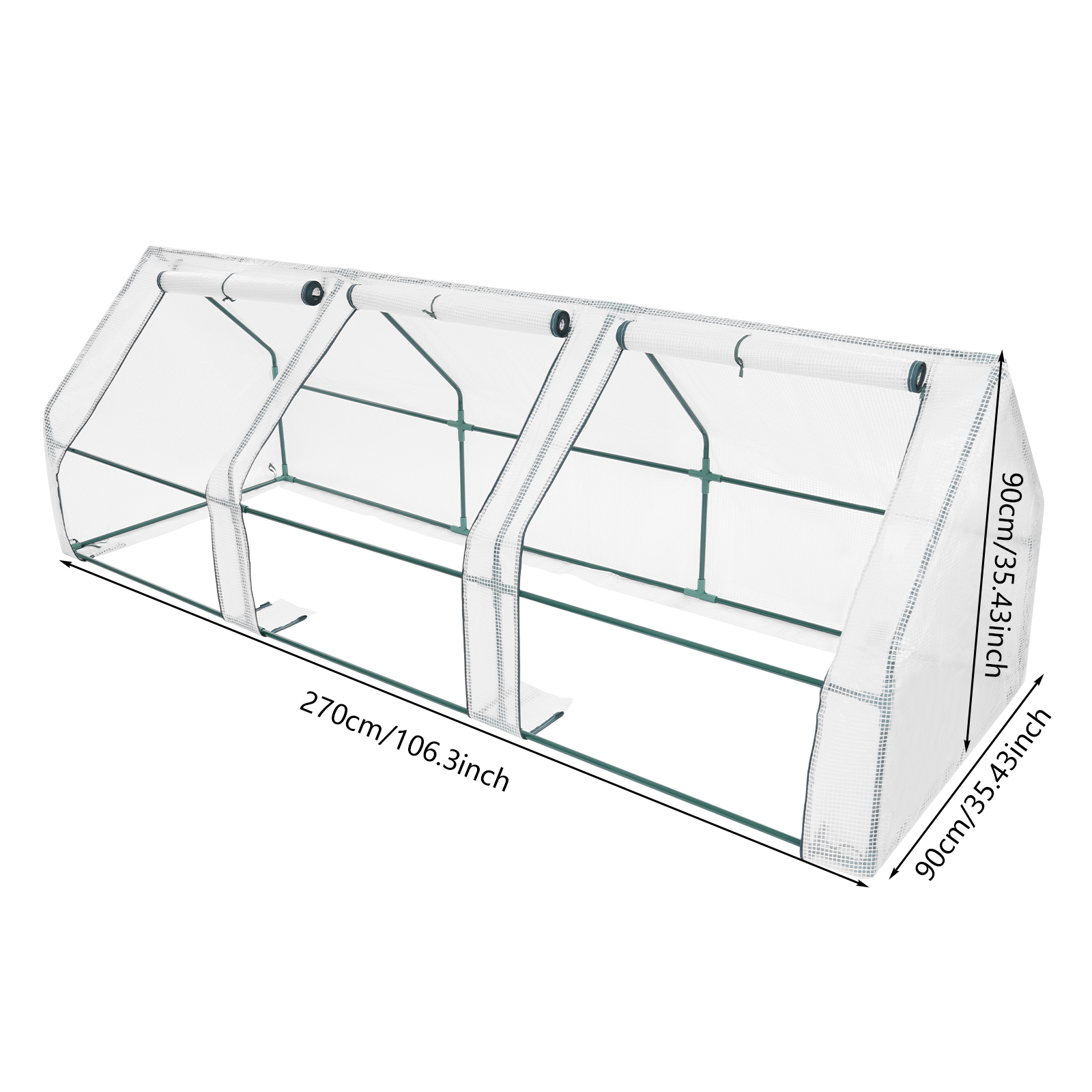 2.7*0.9*0.9m Small Greenhouse, Small Greenhouse for Balcony, Tomato Greenhouse with Roll-Up Windows