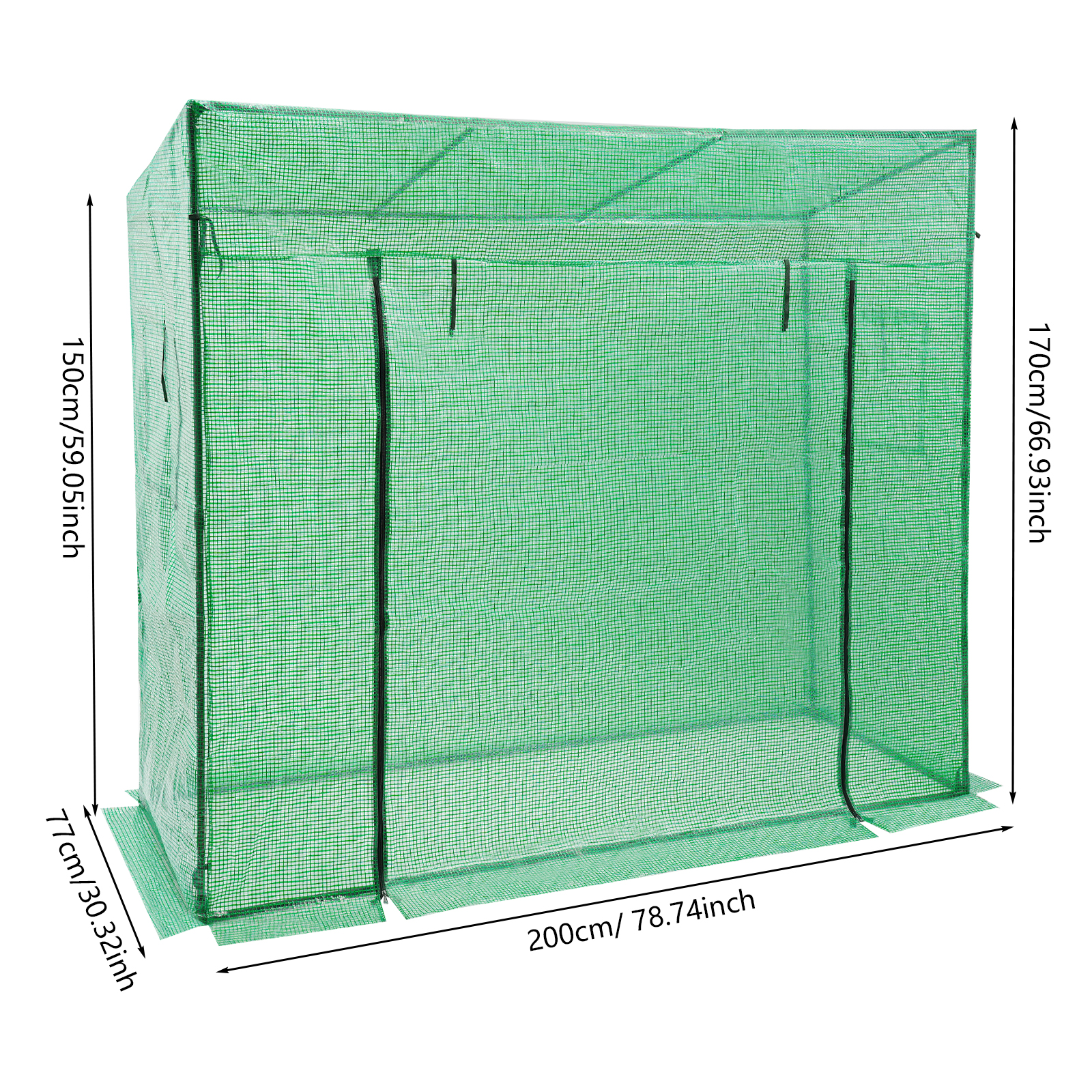 200x77x170cm Plant Green House, Green House Kit with Window, Greenhouse for Outdoors - Green