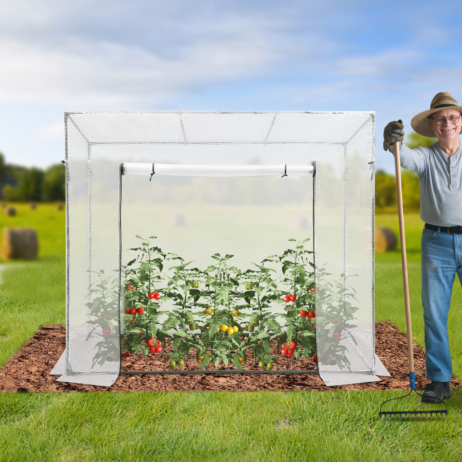 200x77x170cm Plant Green House, Green House Kit with Window, Greenhouse for Outdoors - White 200x77x170cm Plant Green House, Green House Kit with Window, Greenhouse for Outdoors - White