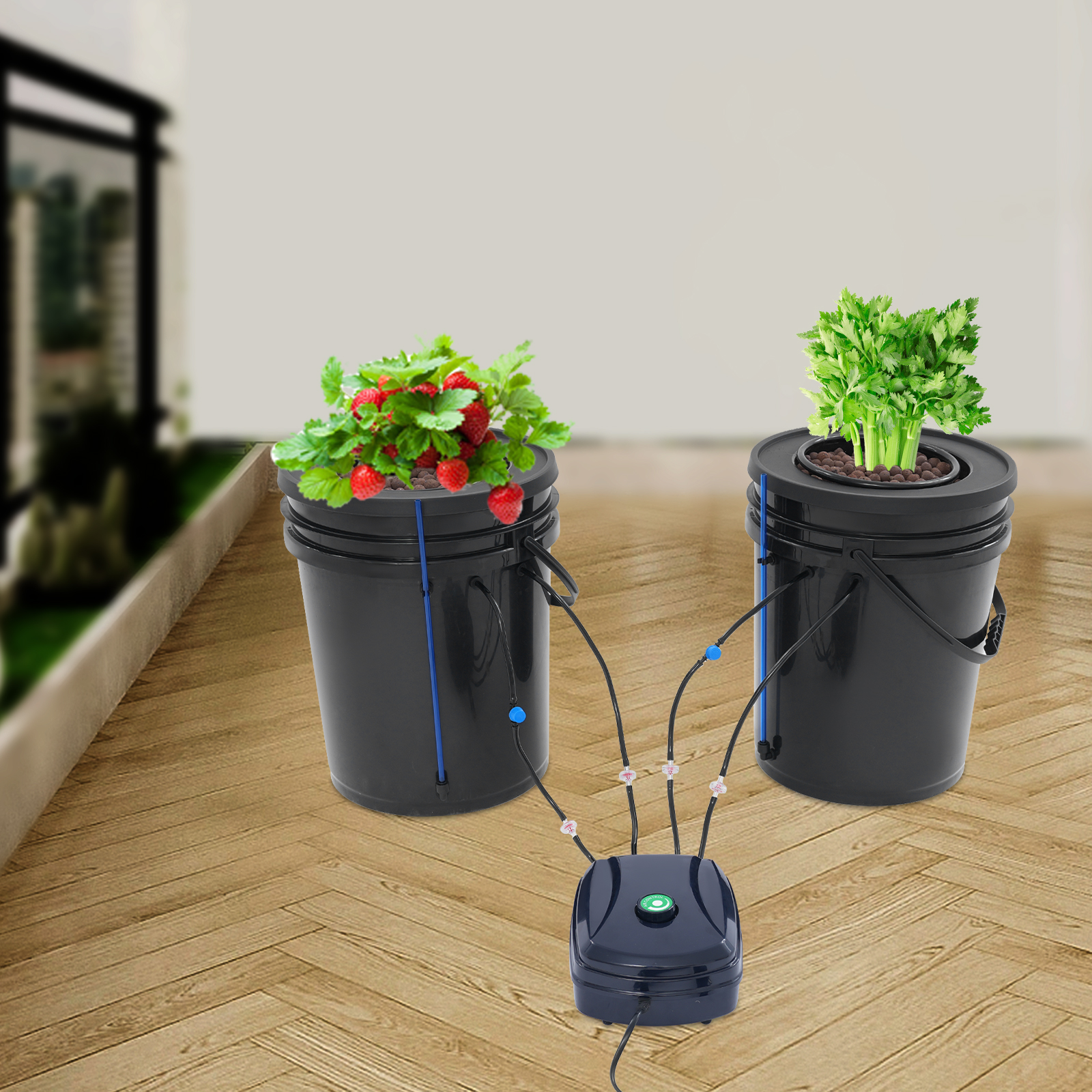 2pcs Hydroponic Cultivation System, 5-Gallon Deep Water Culture with Air Pump, Mechanism of Deep Water Cultivation 2pcs Hydroponic Cultivation System, 5-Gallon Deep Water Culture with Air Pump, Mechanism of Deep Water Cultivation