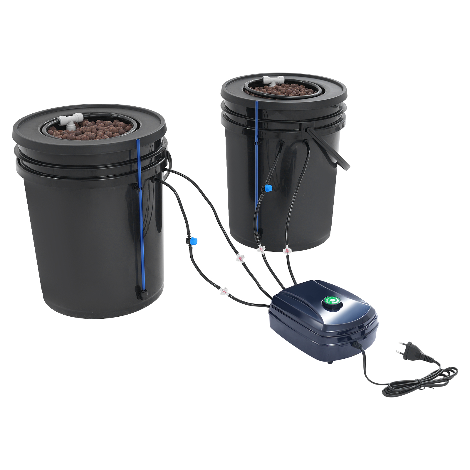 2pcs Hydroponic Cultivation System, 5-Gallon Deep Water Culture with Air Pump, Mechanism of Deep Water Cultivation 2pcs Hydroponic Cultivation System, 5-Gallon Deep Water Culture with Air Pump, Mechanism of Deep Water Cultivation