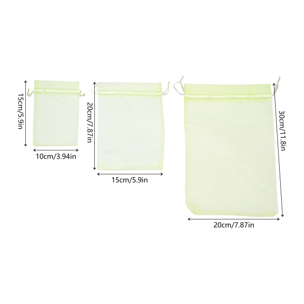 300 pcs., Fruit protection bags, Drawstring garden net bags, Fruit net bags, Green