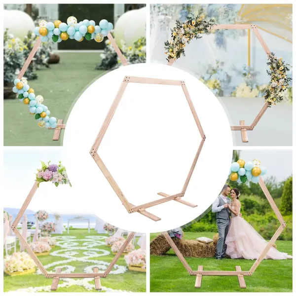 2.33*2.25m/7.6*7.4ft Wooden Wedding Arch with Rustic Wedding Decorations for Ceremony Arch Wedding with Balloon Arch Stand Wood Color 2.33*2.25m/7.6*7.4ft Wooden Wedding Arch with Rustic Wedding Decorations for Ceremony Arch Wedding with Balloon Arch Stand Wood Color