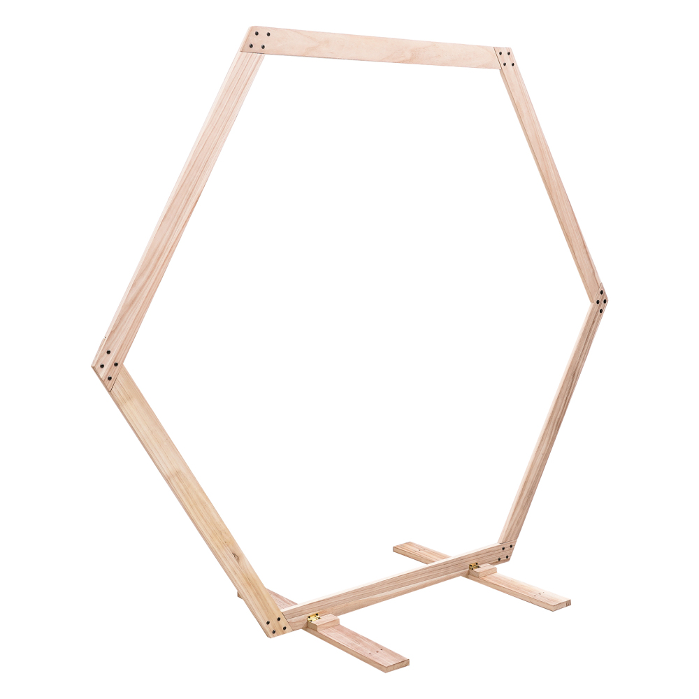 2.33*2.25m/7.6*7.4ft Wooden Wedding Arch with Rustic Wedding Decorations for Ceremony Arch Wedding with Balloon Arch Stand Wood Color
