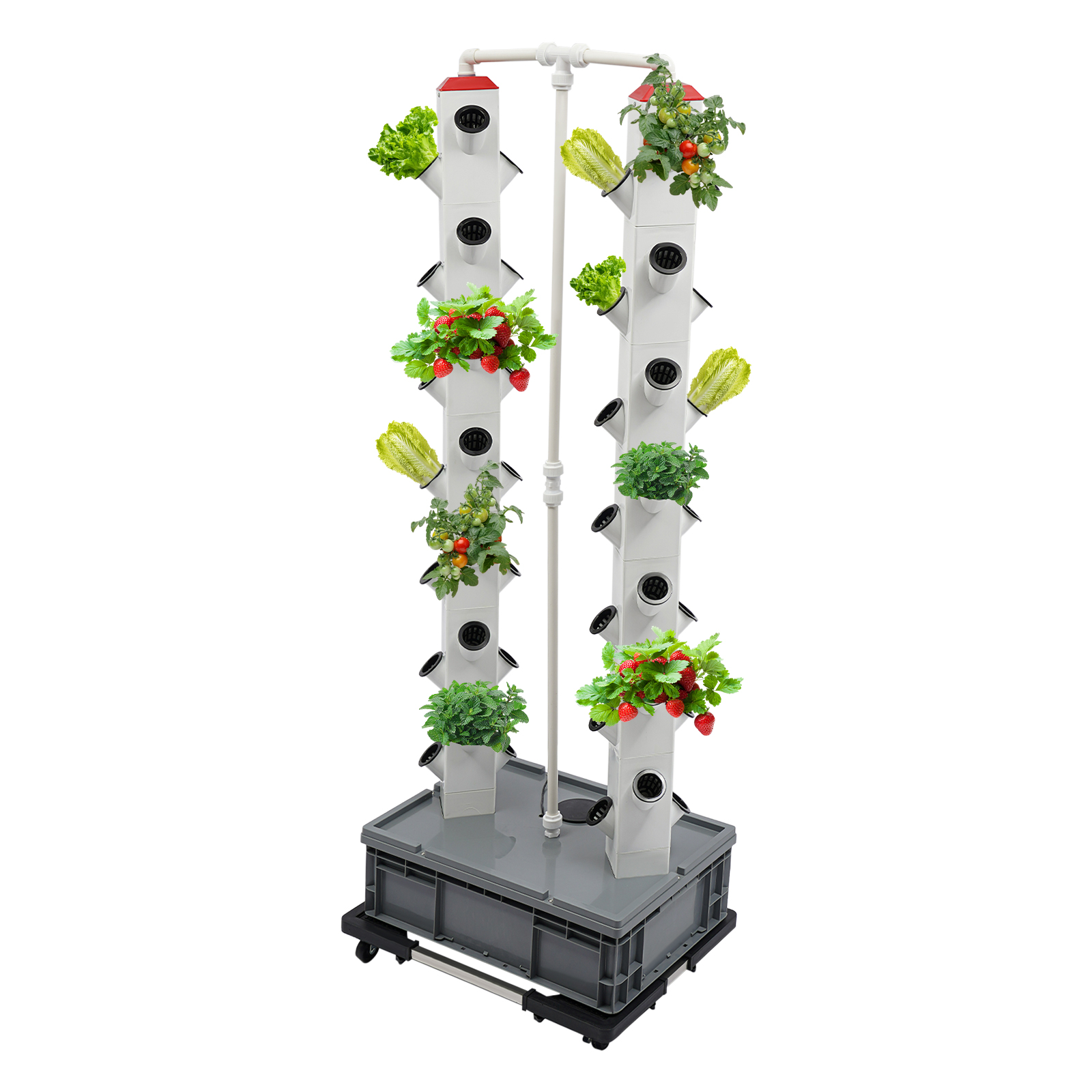 Growing Tower 56-Plant Hydroponic Outdoor Indoor Vertical Garden Smart Garden Kit Hydroponics Growing Tower Used On Balconies Gardens Grey Base Growing Tower 56-Plant Hydroponic Outdoor Indoor Vertical Garden Smart Garden Kit Hydroponics Growing Tower Used On Balconies Gardens Grey Base