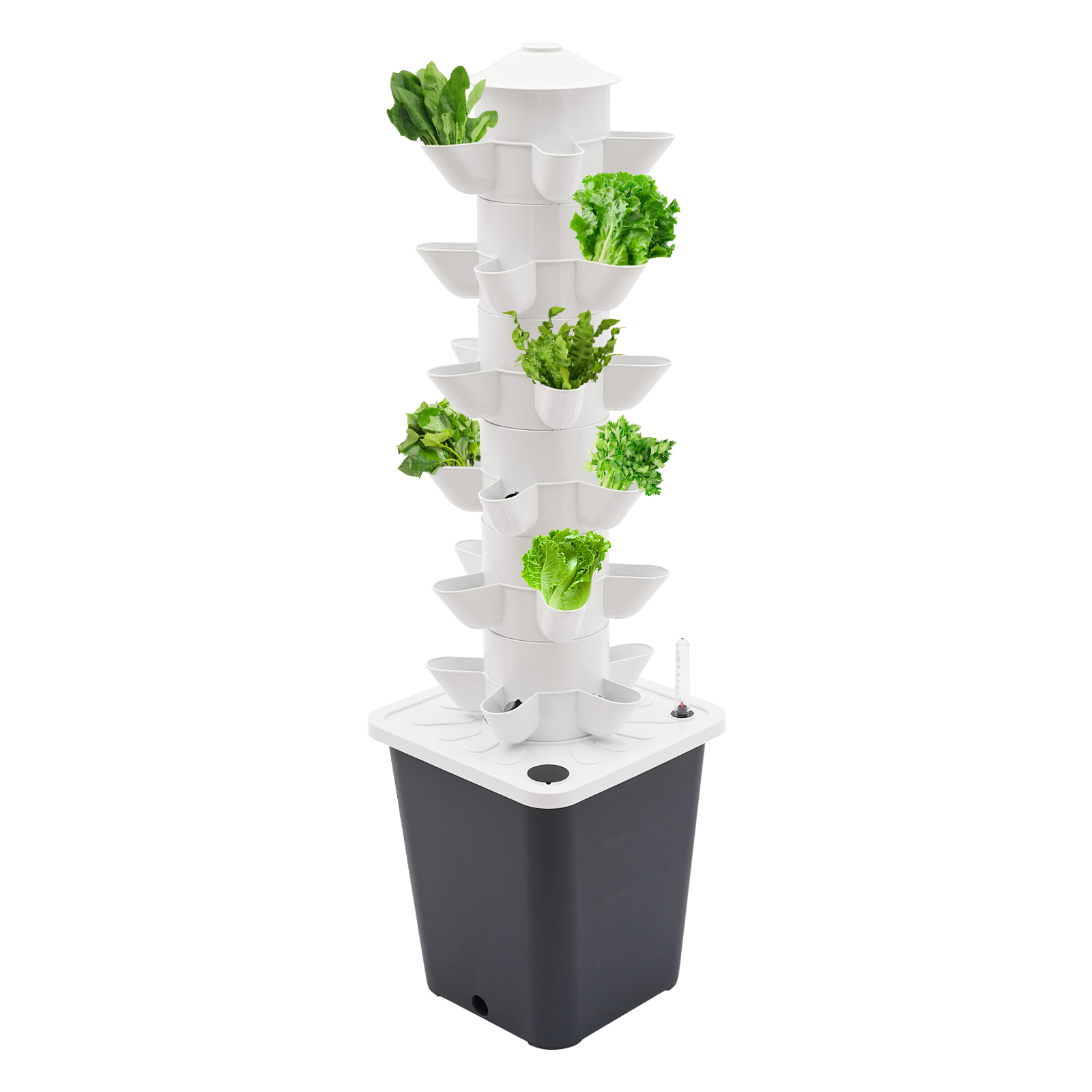 30 Holes Hydroponics Vertical Growing Kit, Hydroponic Growing Kit, Vertical Plant-Growing Kit - Grey Water Tank