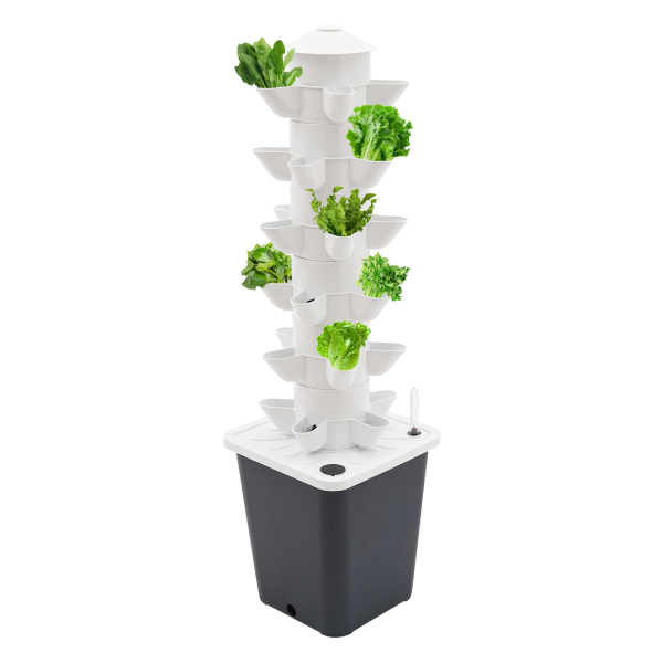 30 Holes Hydroponics Vertical Growing Kit, Hydroponic Growing Kit, Vertical Plant-Growing Kit - Grey Water Tank
