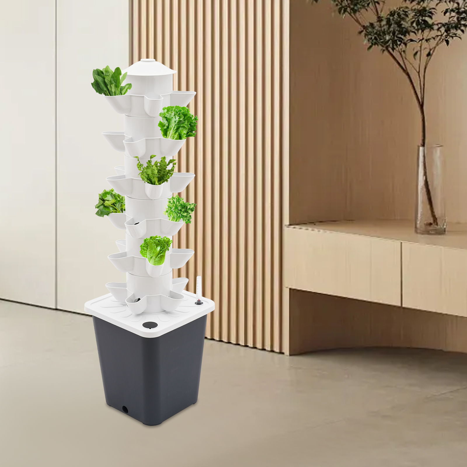 30 Holes Hydroponics Vertical Growing Kit, Hydroponic Growing Kit, Vertical Plant-Growing Kit - Grey Water Tank 30 Holes Hydroponics Vertical Growing Kit, Hydroponic Growing Kit, Vertical Plant-Growing Kit - Grey Water Tank