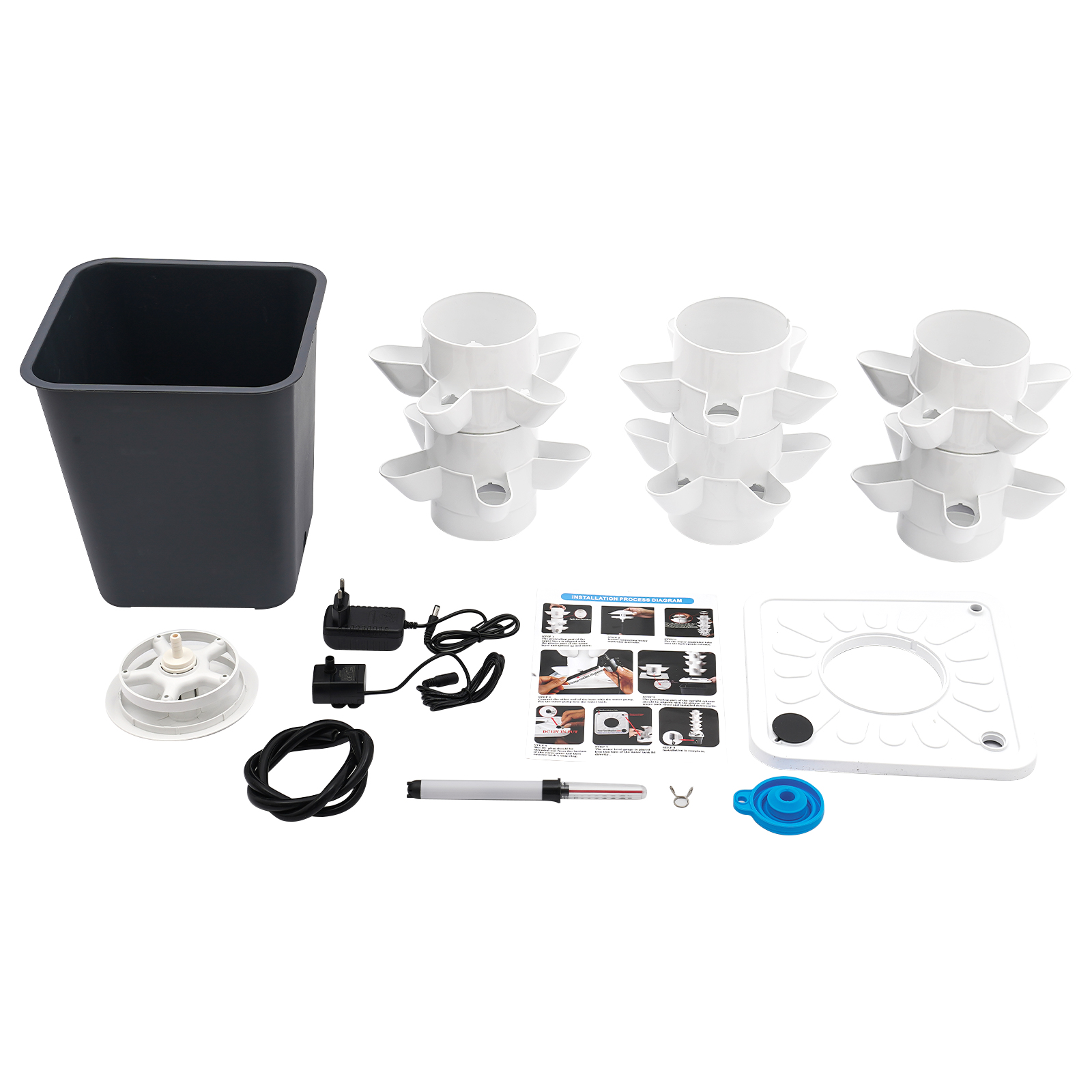30 Holes Hydroponics Vertical Growing Kit, Hydroponic Growing Kit, Vertical Plant-Growing Kit - Grey Water Tank 30 Holes Hydroponics Vertical Growing Kit, Hydroponic Growing Kit, Vertical Plant-Growing Kit - Grey Water Tank