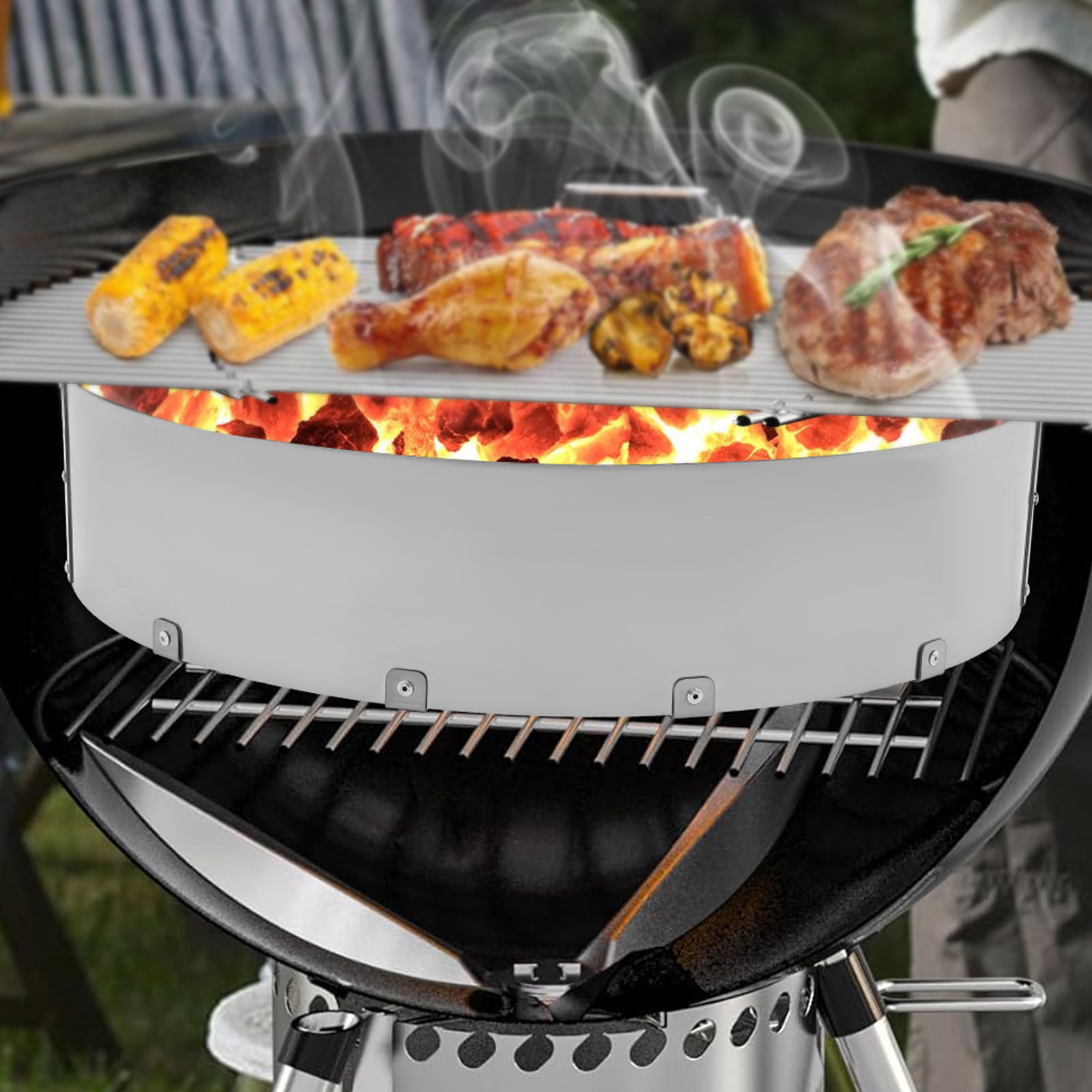 Charcoal Briquette Holder, Charcoal Basket, Charcoal Basket Holder, 53.34*21.59*11.43cm,Silver
