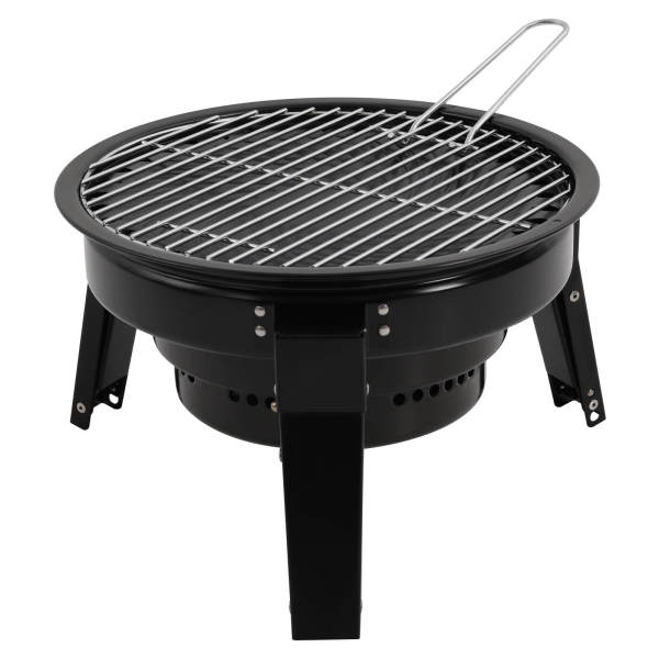 Foldable 3-Legged Portable Charcoal Grill with Grill Net & Pan - Portable Charcoal Grills, BBQ Grill Barrel, Portable Barbecue Grill