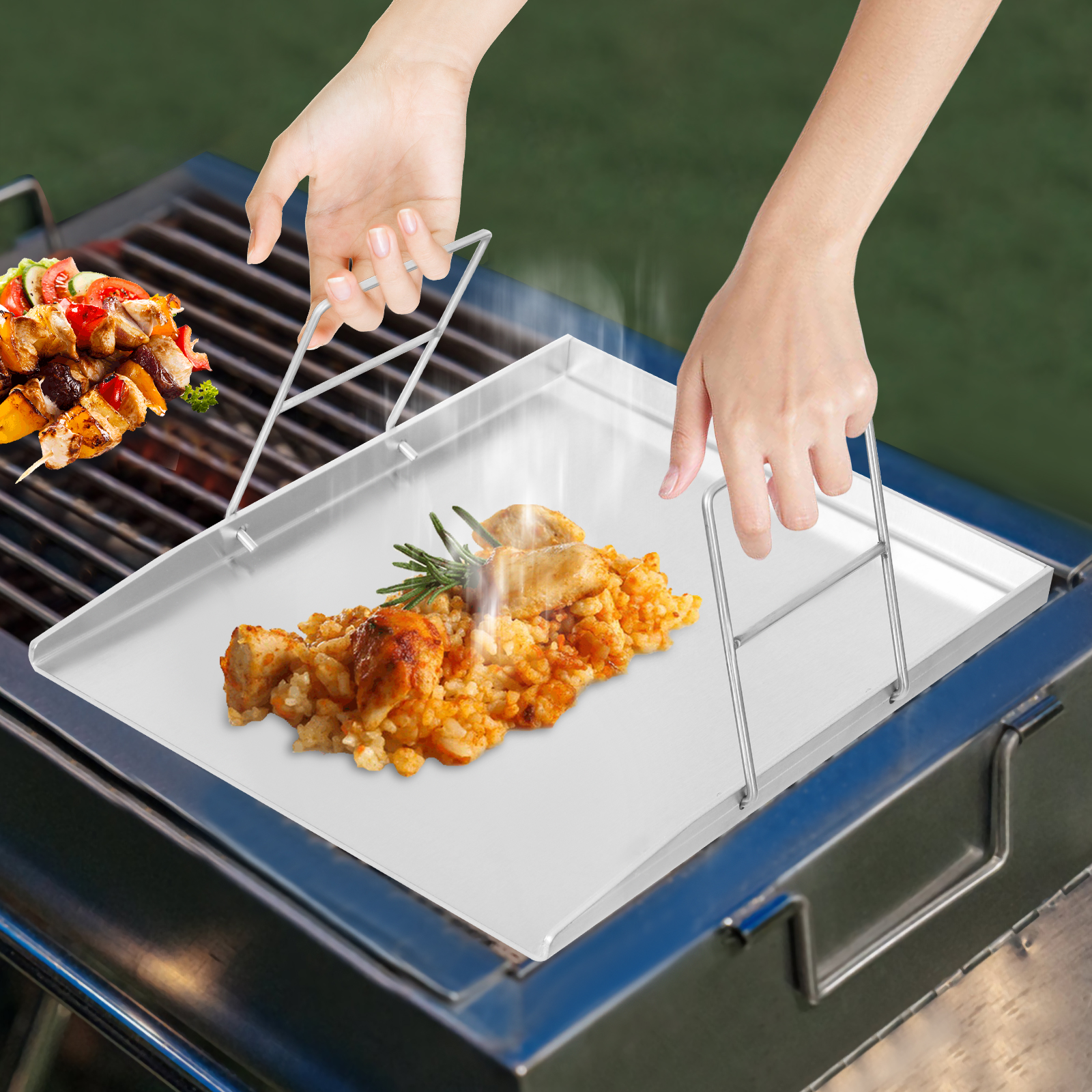 45*34cm Stainless Steel Grill, Grill Plate, Universal BBQ Grill Tray for Home Use, Barbecue Stores and Stalls 45*34cm Stainless Steel Grill, Grill Plate, Universal BBQ Grill Tray for Home Use, Barbecue Stores and Stalls