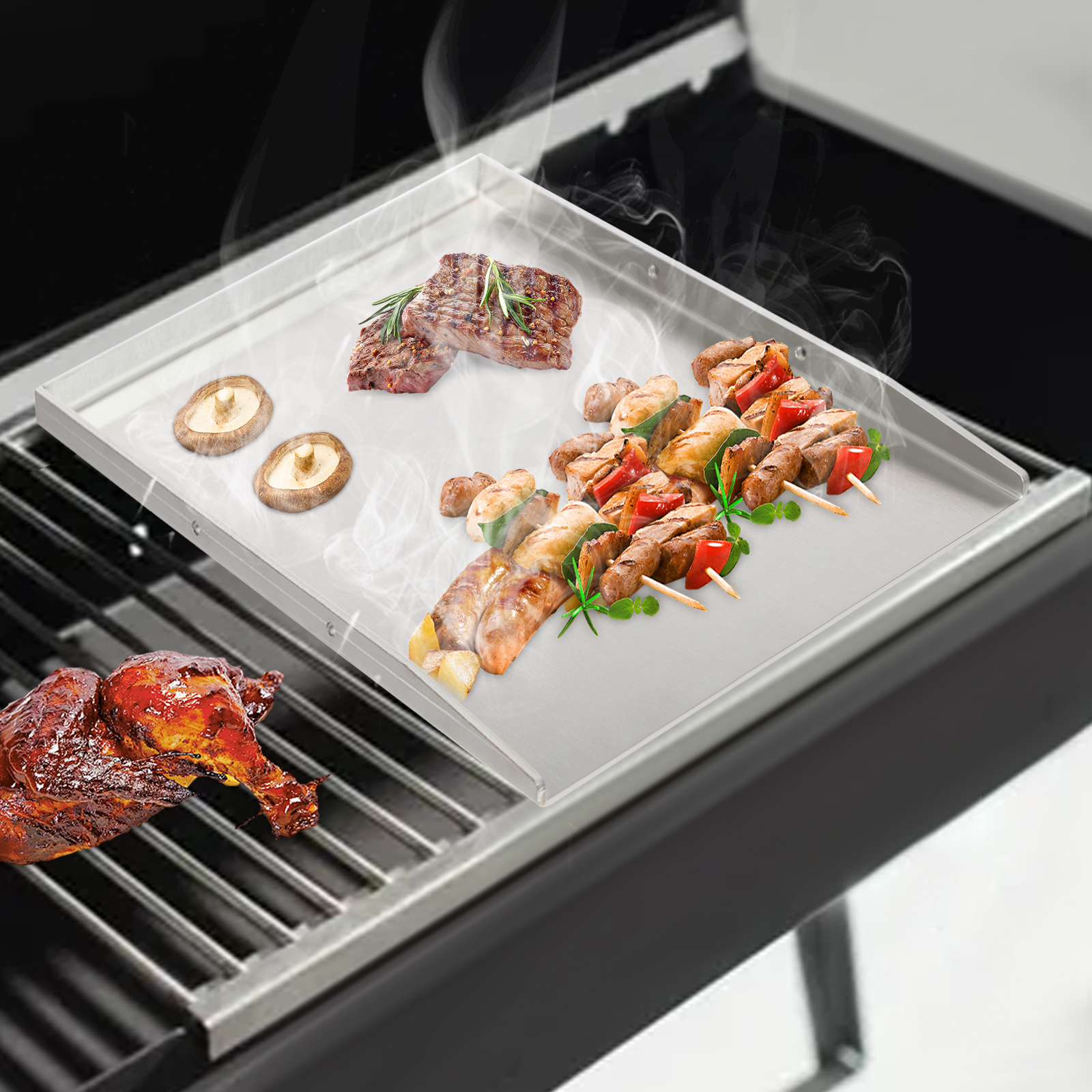 44.5*26cm Stainless Steel Grill, Grill Plate, Universal BBQ Grill Tray for Home Use, Barbecue Stores and Stalls 44.5*26cm Stainless Steel Grill, Grill Plate, Universal BBQ Grill Tray for Home Use, Barbecue Stores and Stalls
