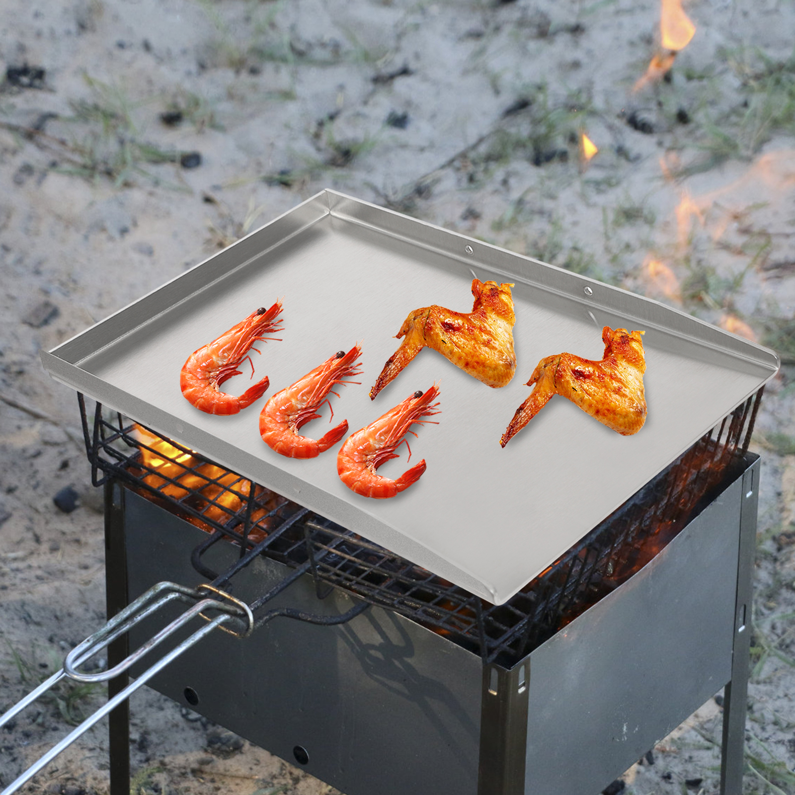 45*30cm Stainless Steel Grill, Grill Plate, Universal BBQ Grill Tray for Home Use, Barbecue Stores and Stalls