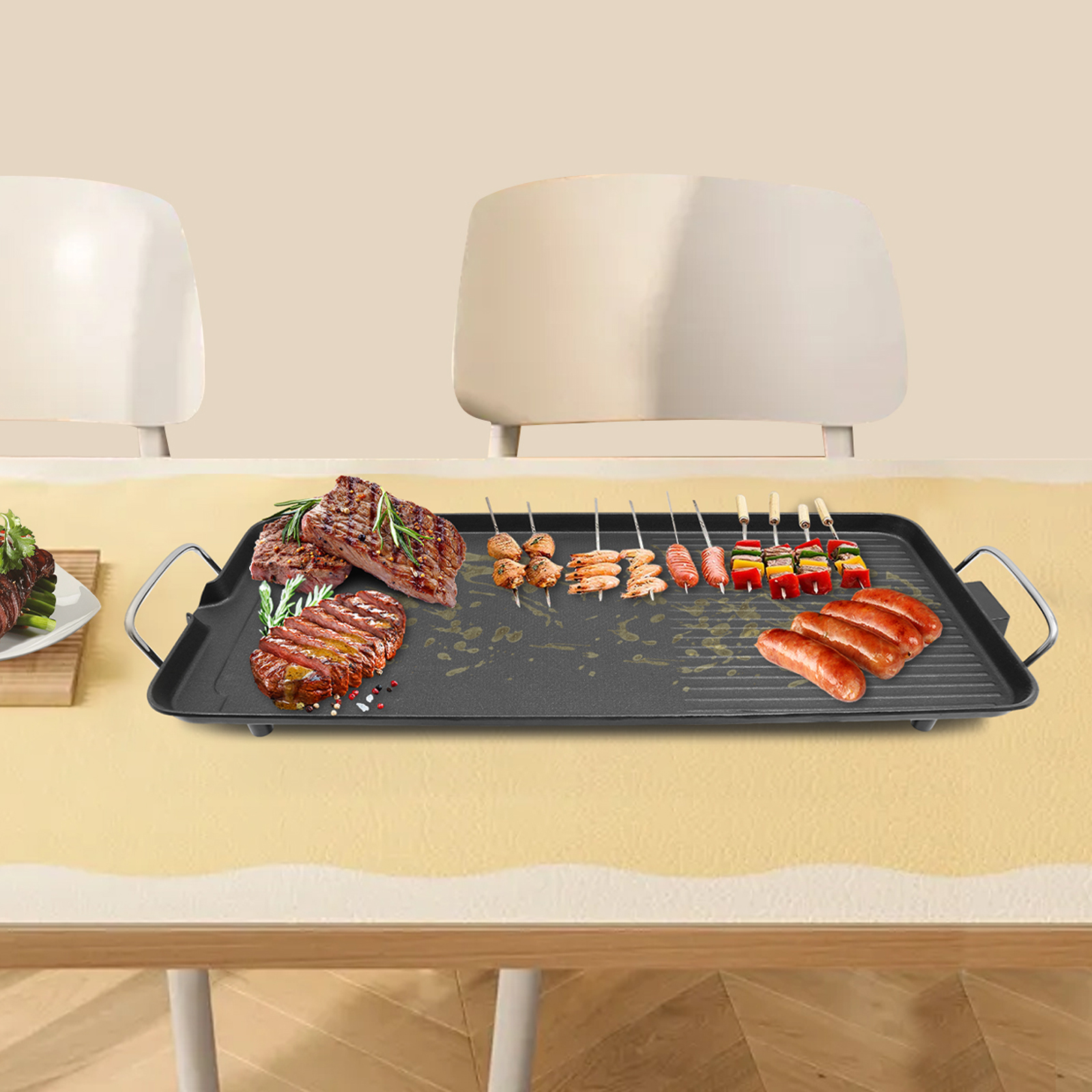 Outdoor Barbecue, Electric Grill, Outdoor Backyard Camping Barbecue, 1500W, 68*28*7cm, Black