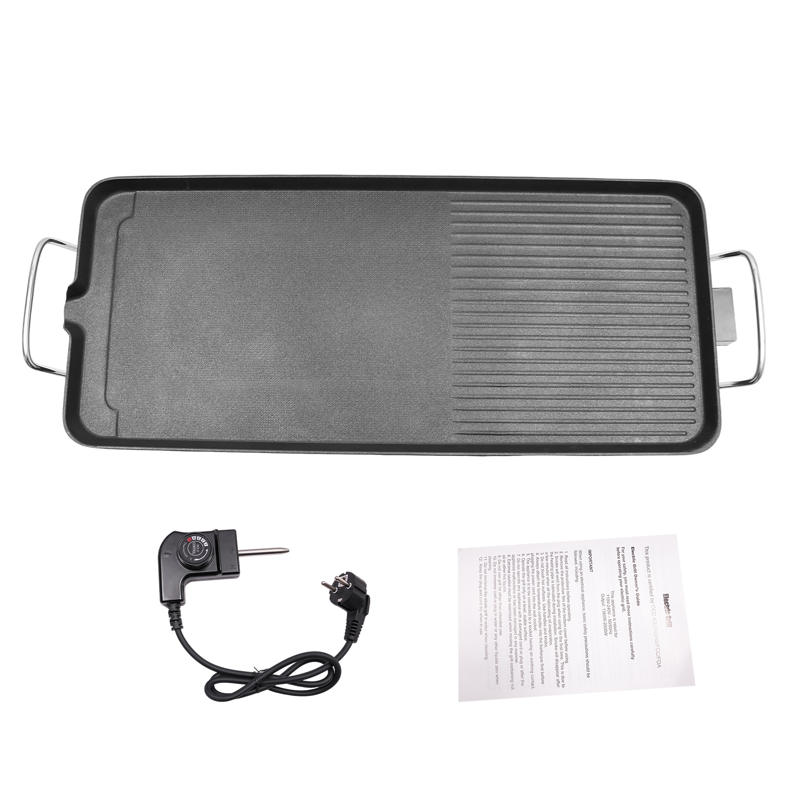 Outdoor Barbecue, Electric Grill, Outdoor Backyard Camping Barbecue, 1500W, 68*28*7cm, Black