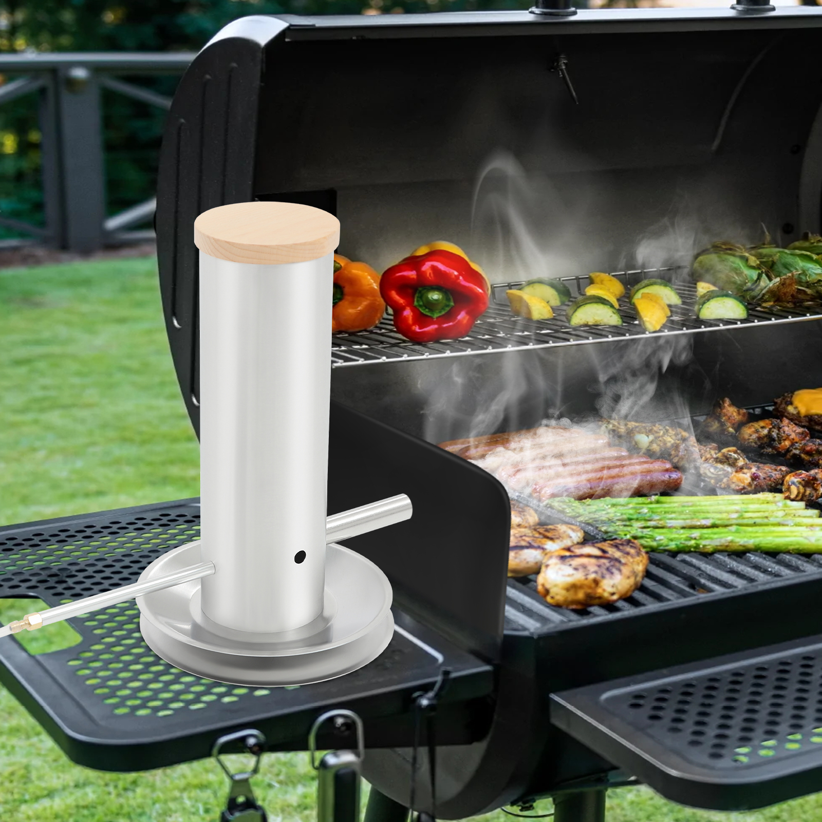 Electric Cold Smoke Generator with Lid & Air Pump, Portable Barbecue Smoker, Stainless Steel Cold Smoke Maker Machine for Food Electric Cold Smoke Generator with Lid & Air Pump, Portable Barbecue Smoker, Stainless Steel Cold Smoke Maker Machine for Food
