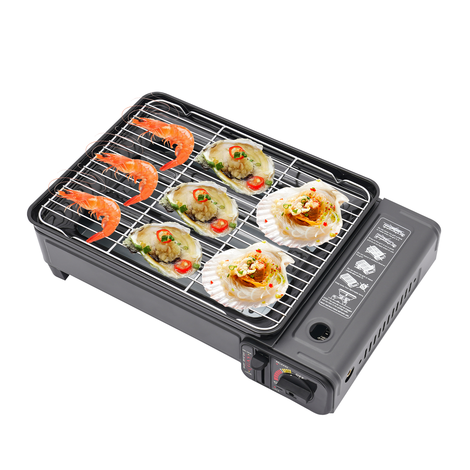 Portable Gas Stove for Camping Grill, Portable Butane Gas Stove, 41.5*28*11cm, Black