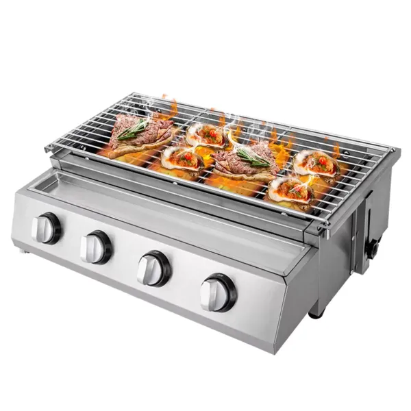 Bbq Propane Gas Grill Stainless Steel Patio Garden Barbecue Grill Suitable For Backyard Garden Patio Deck And Balcony 22.8*15.7*7.9in 4 Heat Pipe