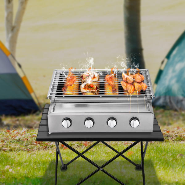 Bbq Propane Gas Grill Stainless Steel Patio Garden Barbecue Grill Suitable For Backyard Garden Patio Deck And Balcony 22.8*15.7*7.9in 4 Heat Pipe Bbq Propane Gas Grill Stainless Steel Patio Garden Barbecue Grill Suitable For Backyard Garden Patio Deck And Balcony 22.8*15.7*7.9in 4 Heat Pipe