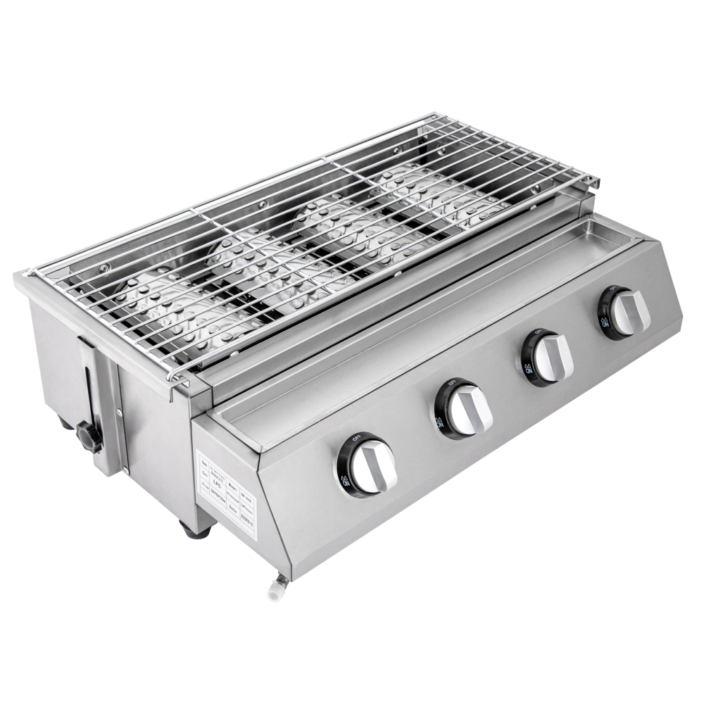 Bbq Propane Gas Grill Stainless Steel Patio Garden Barbecue Grill Suitable For Backyard Garden Patio Deck And Balcony 22.8*15.7*7.9in 4 Heat Pipe