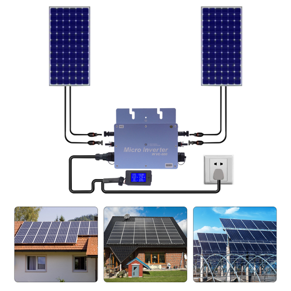 Inverter WVC-600W LCD Grid Tie Micro Inverter Waterproof IP65 Solar Panel Balcony Power Station MPPT Socket System Solar Grid Tie Micro Inverter