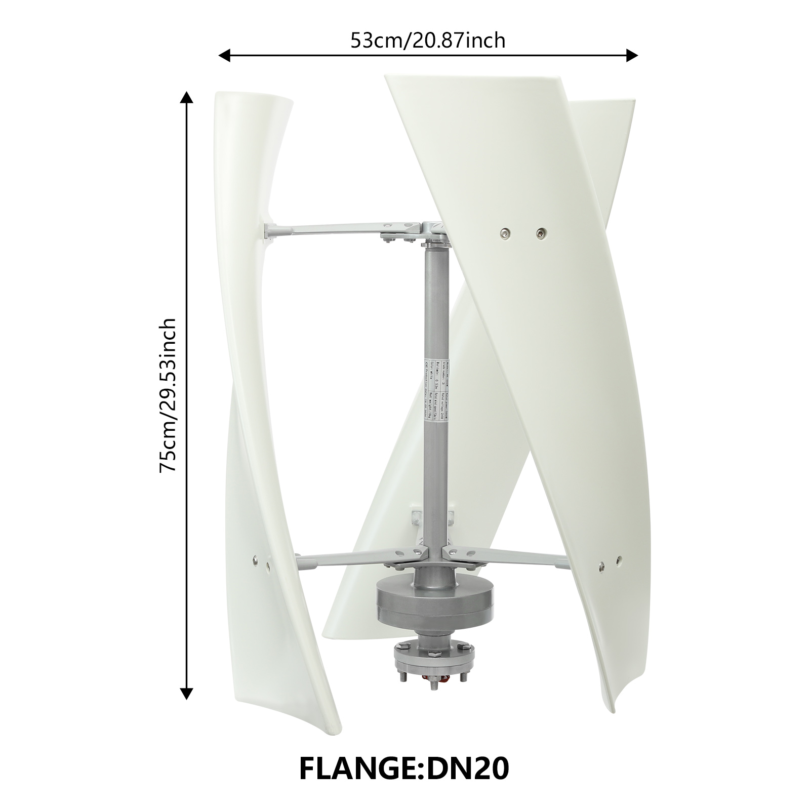 X3 White 24V 100W Vertical Wind Turbine,  Vertical Wind Generator with Auxiliary Wind Wheel
