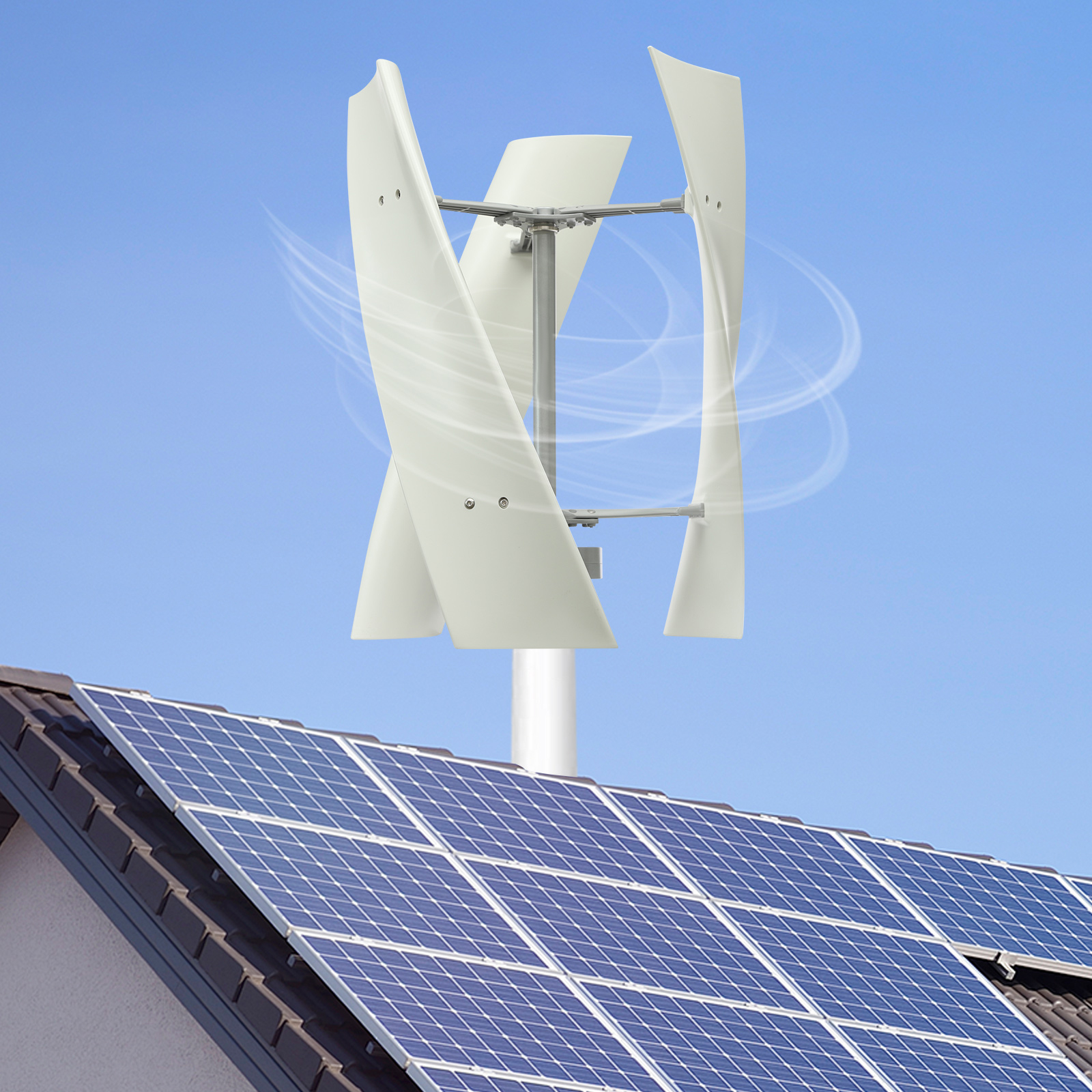 X3 White 12V 100W Vertical Wind Turbine,  Vertical Wind Generator with Auxiliary Wind Wheel