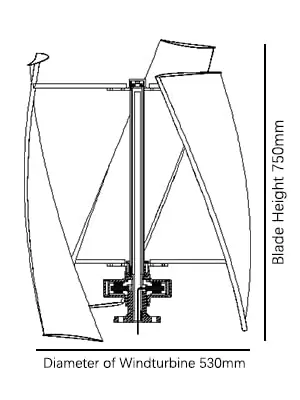 Vertical Wind Turbine 3 blades with regulator 24 V 400 W Vertical Wind Turbine with regulator
