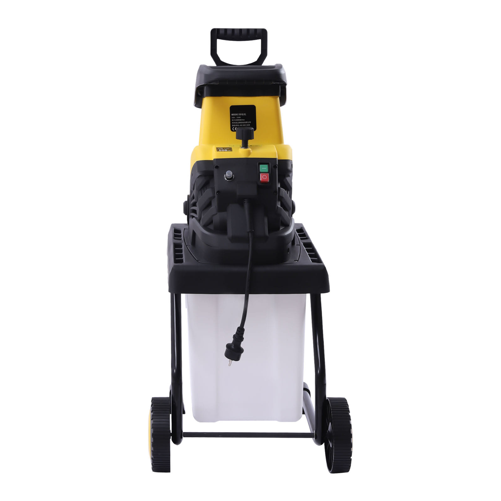 2500 W electric wood chipper, 1.7 inch cutting diameter, 45 liter collection container