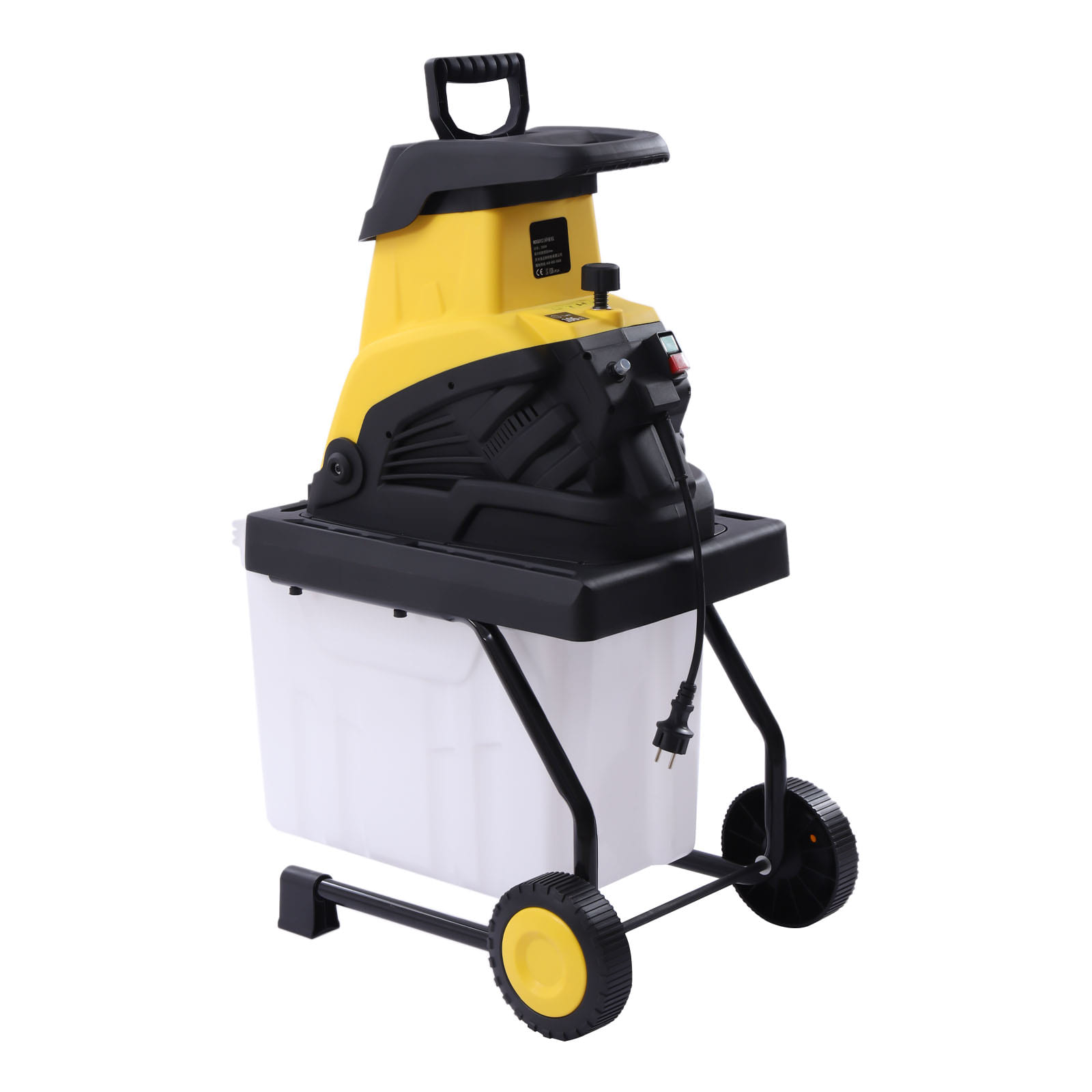 2500 W electric wood chipper, 1.7 inch cutting diameter, 45 liter collection container
