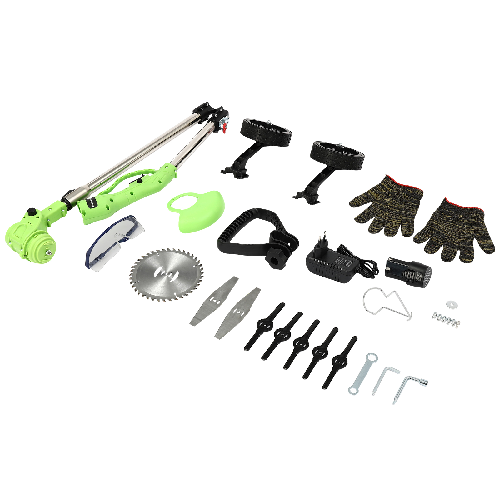 Battery Powered Grass Trimmer Adjustable Height Control Lever 4 Inch Circular Saw Blade For Yard Trimming Park Greening Green