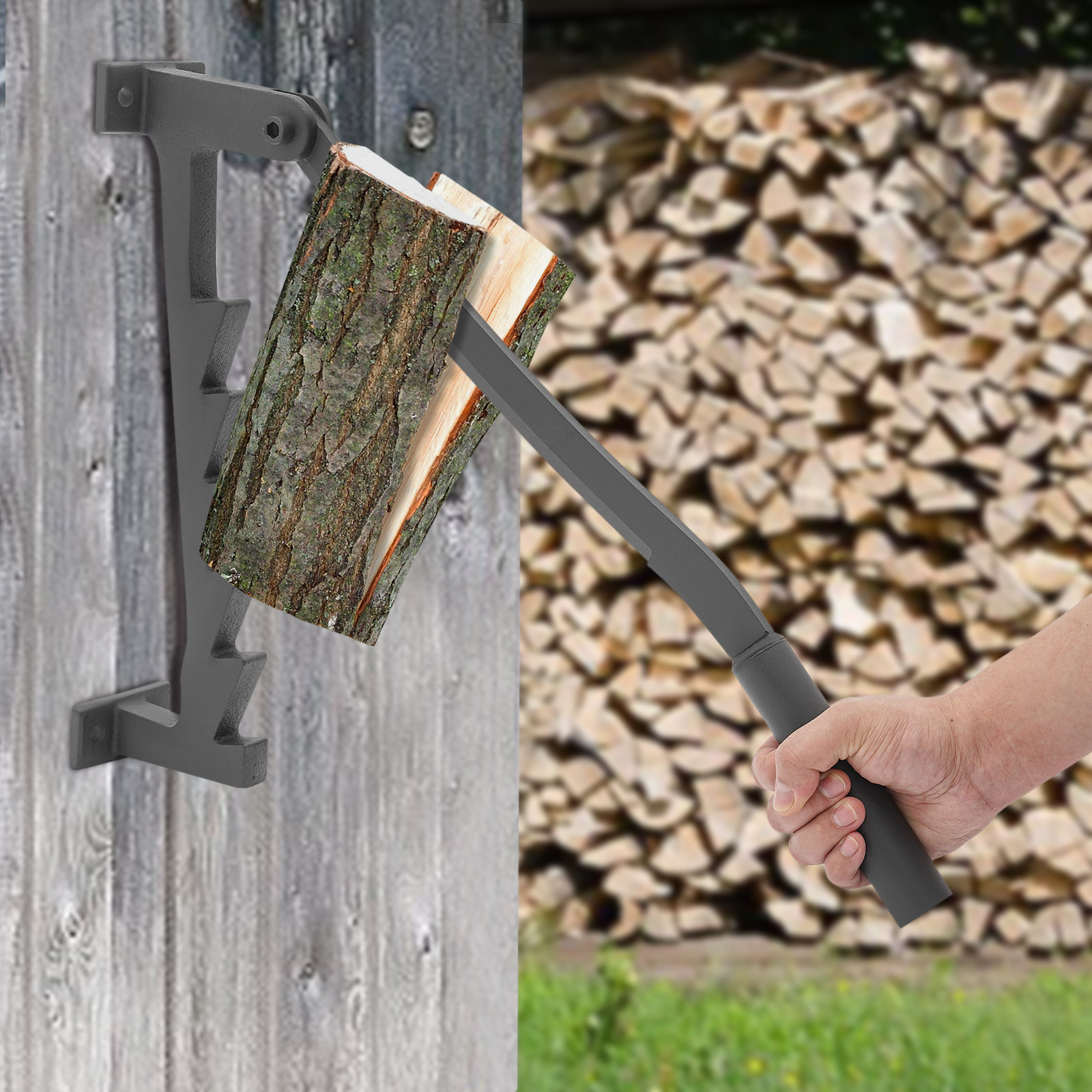 Manual log splitter, Manual splitter, Wall-mounted firewood splitter