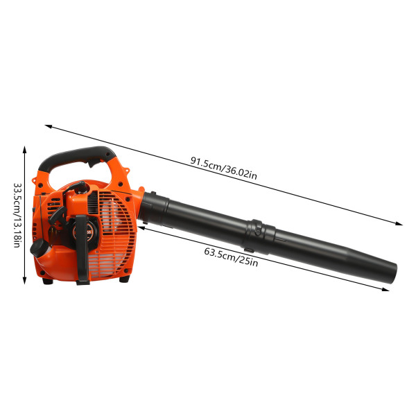2-in-1 Leaf Blower and 2-Stroke Leaf Shredder 7000 RPM with Storage Bag and 2 Blower Tubes 25.4cc 2-Cycle Handheld Gas Blower Orange