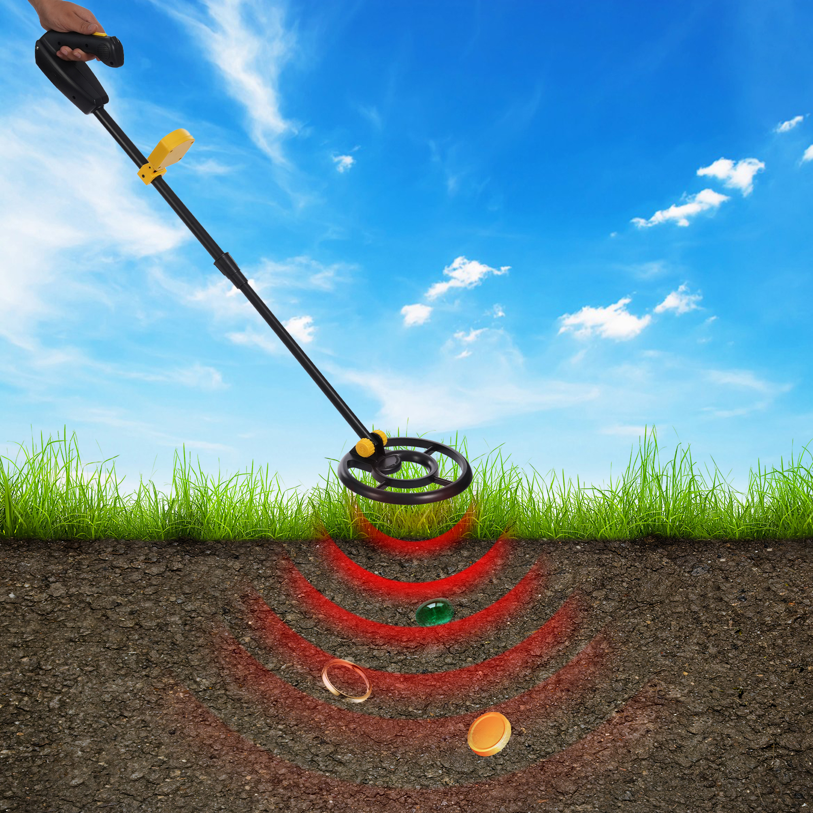 Metal Detector for Kids Kids Metal Detector Adjustable Kids Metal Detector Used in Gardens Parks Beaches Forests Shallow Water Yellow Metal Detector for Kids Kids Metal Detector Adjustable Kids Metal Detector Used in Gardens Parks Beaches Forests Shallow Water Yellow