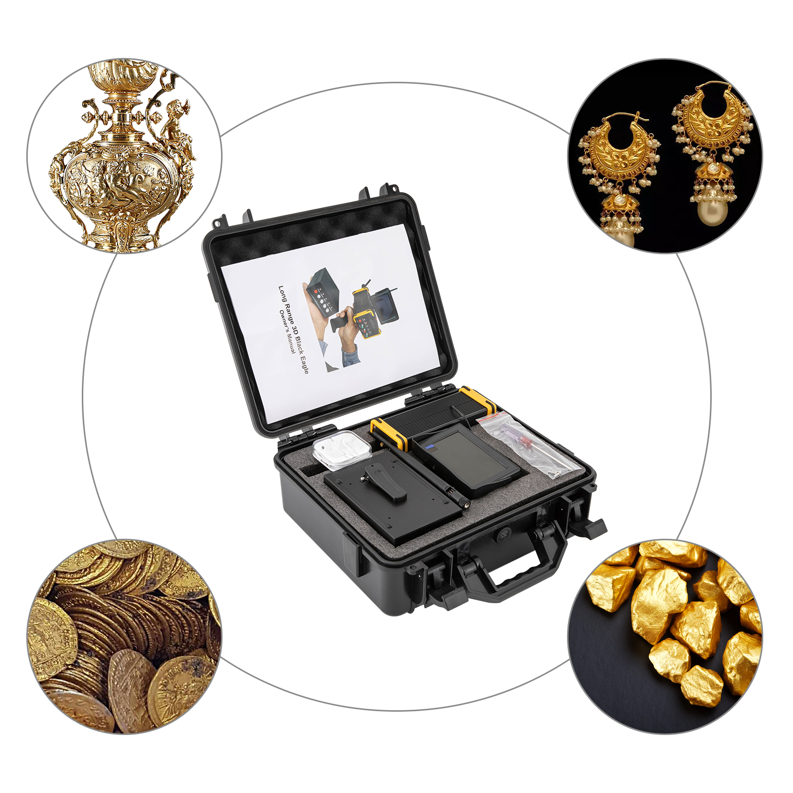Underground Metal Detector with High Definition Screen for Gold Silver Copper AC100-240V EU Plug Applies To Military Security Inspections