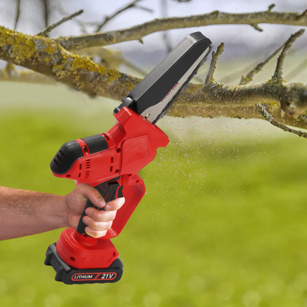 One-Hand Handheld Electric Compact Portable Chainsaw Rechargeable Battery Powered for Tree Trimming and Branch Pruning Wood Cutting