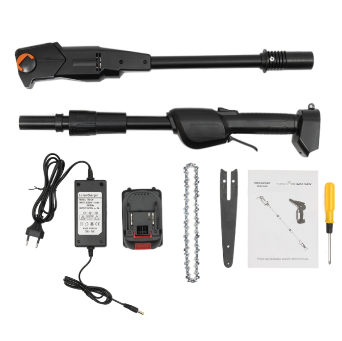 Pole Saw with 1500mAh Battery and Standard Charger Cordless Rechargeable Double Section Assemble Shaft Branch Cutter and Low Noise Pole Saw with 1500mAh Battery and Standard Charger Cordless Rechargeable Double Section Assemble Shaft Branch Cutter and Low Noise