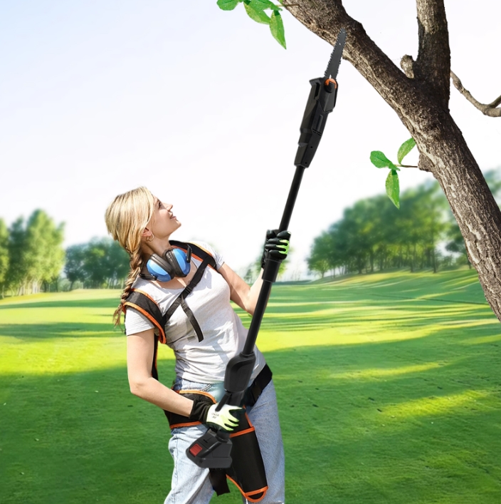 Pole Saw with 1500mAh Battery and Standard Charger Cordless Rechargeable Double Section Assemble Shaft Branch Cutter and Low Noise Pole Saw with 1500mAh Battery and Standard Charger Cordless Rechargeable Double Section Assemble Shaft Branch Cutter and Low Noise