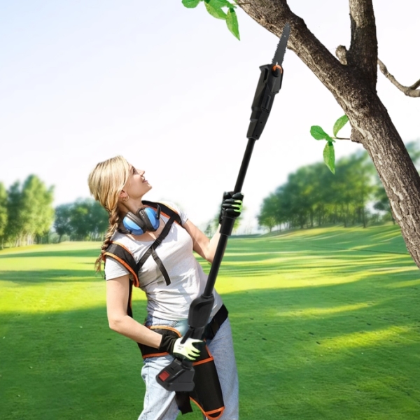 Pole Saw with 1500mAh Battery and Standard Charger Cordless Rechargeable Double Section Assemble Shaft Branch Cutter and Low Noise