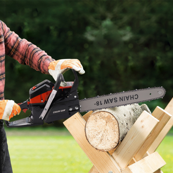 55cc gasoline chainsaw for cutting with 18-inch guide plate