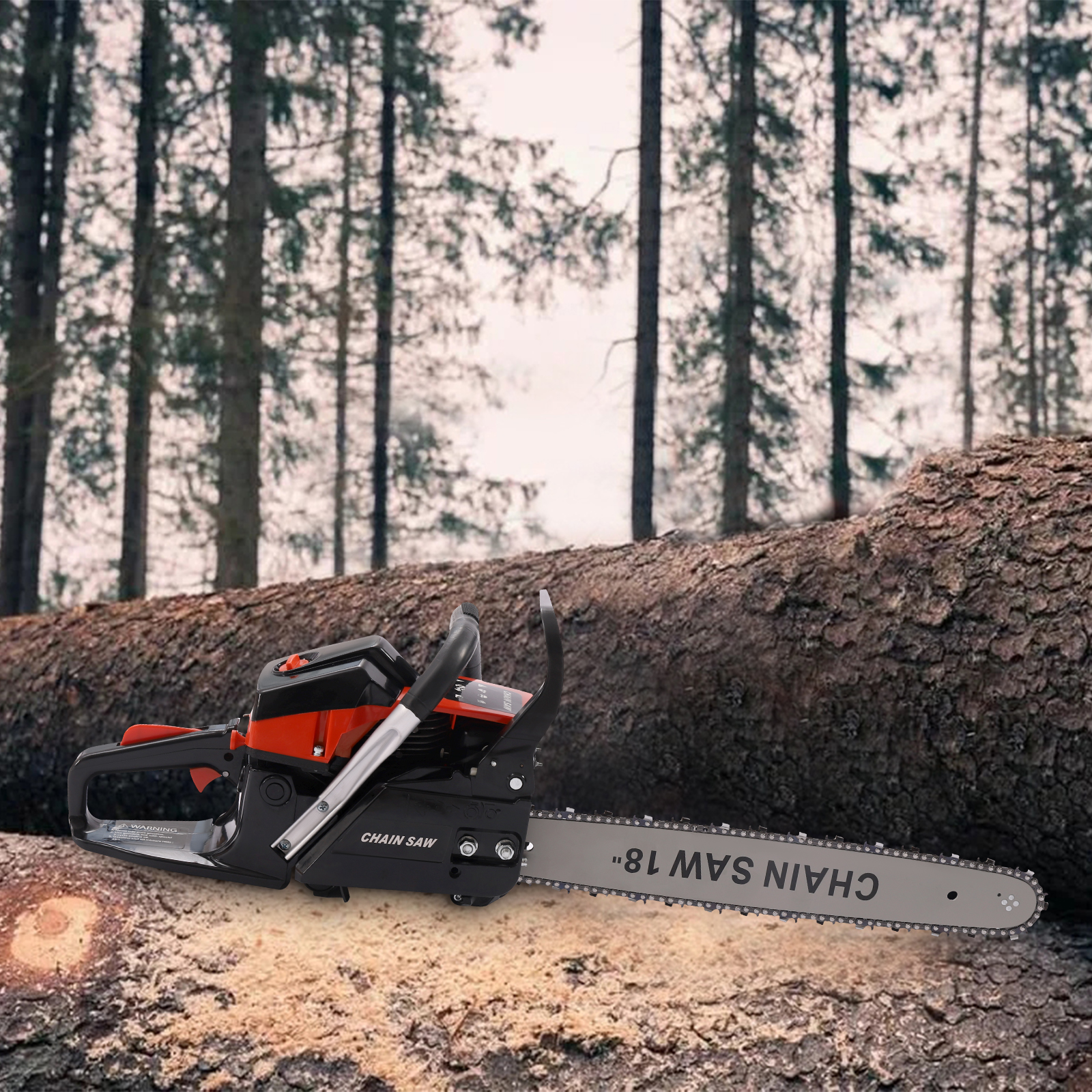 55cc gasoline chainsaw for cutting with 18-inch guide plate
