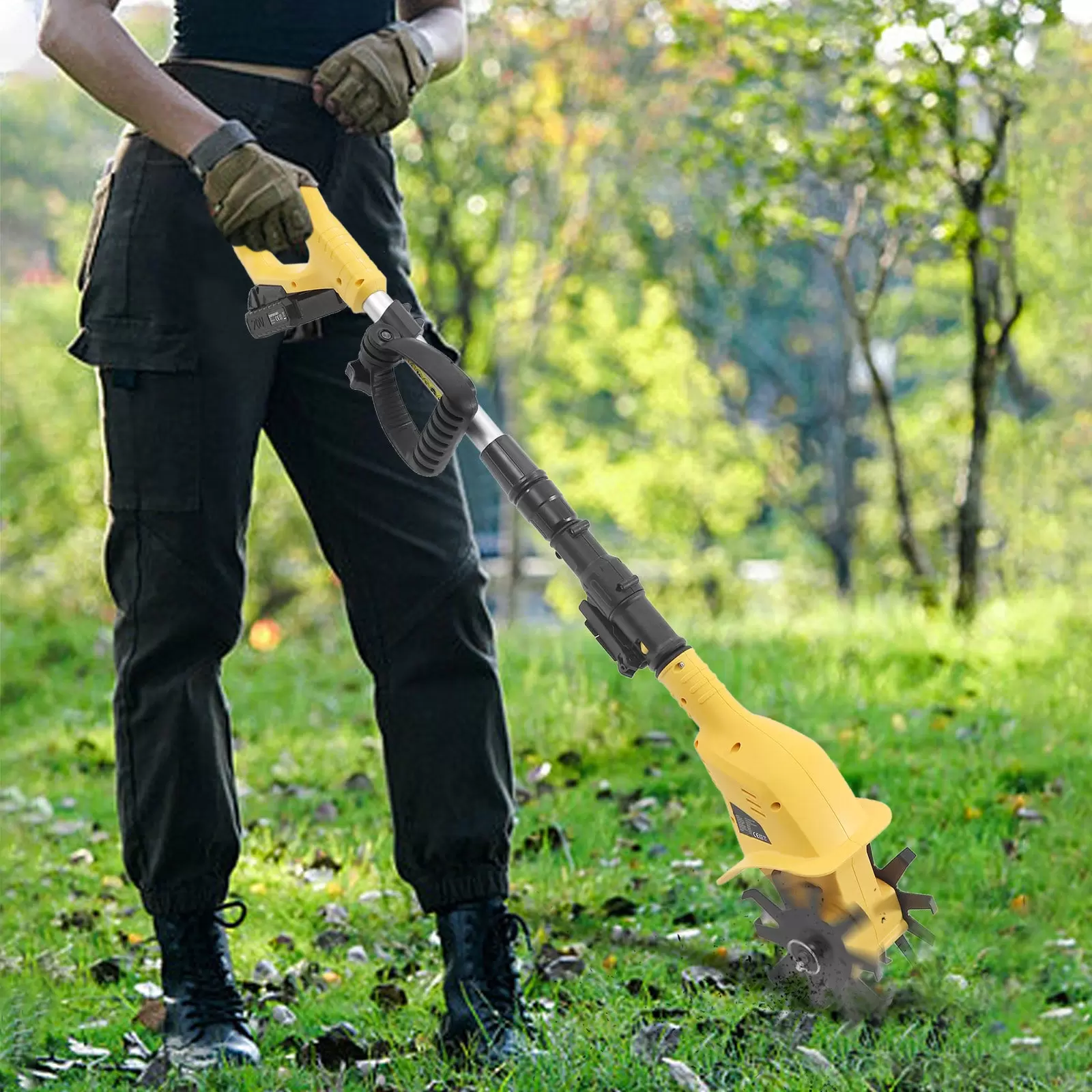 Cordless Cultivator 20V 250 RPM Electric Cultivator 3.9 Inch Wide Battery Operated Garden Cultivator Maximum Soil Depth Steel Pit Cordless Cultivator 20V 250 RPM Electric Cultivator 3.9 Inch Wide Battery Operated Garden Cultivator Maximum Soil Depth Steel Pit