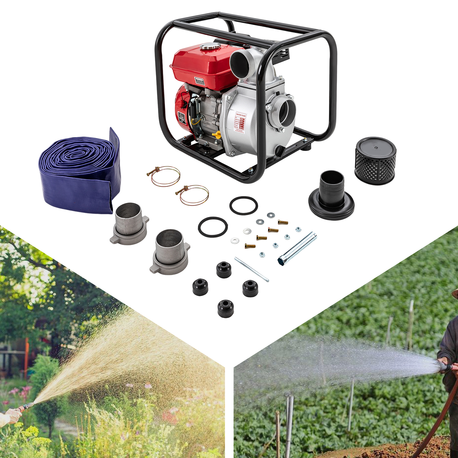 7.5 HP 3" Gas Powered 4 Stroke Single Cylinder Air Self-Priming Semi-Garbage Water Pump Gasoline Powered Water Transfer Pump